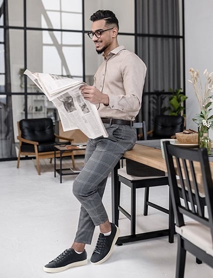 Dress pants with store sneakers